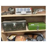 Vintage Tool Box With Contents, Metal Utility Box