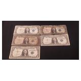 (5) Silver Certificate One Dollar Bills