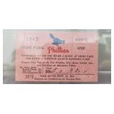 (1) Vintage 1947 "Phillies" Baseball Ticket,