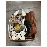 Box Lot With Resin Statue, Carry Bags, Skeleton