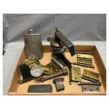 Lot With Flask, Glass Doorknob Set, Door Handle
