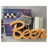 Chess Drinking Game, Wooden Beer Wall Hanger,