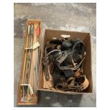 Box Lot With Arrow Shafts, Holsters, Whip