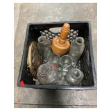 Milk Crate With MilkBottles, Glassware, Plaster