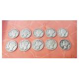 (10) Silver U.S. Mercury Dimes