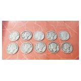 (10) Silver U.S. Mercury Dimes