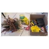 Box Lot Of Assorted Items Including Garden Tools,