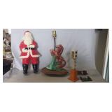 (1) Vintage Hard Plastic Blow Mold Santa Clause