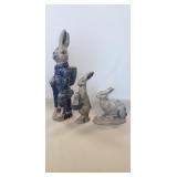 (3) Beaumont Brothers Pottery Rabbit Figurines