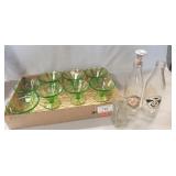 (8) Green Depression Glass Sherbert Cups & More