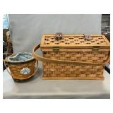 Longaberger Basket, Woven Wood Picnic Basket, (No