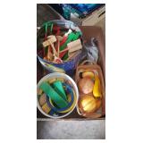 Box Lot Of Assorted Childrens Wooden Blocks &