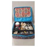 Soft Sided Jewelry Box w/ Assorted Jewelry