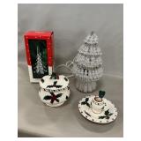 Lefton Lidded Dish & Candleholder, Crystal Tree,