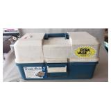 (1) Plastic Fishing Tackle Box w/ Assorted Tackle