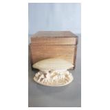 (1) Vintage Hand Carved Shell w/ Wooden Box