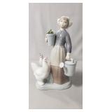 (1) Vintage LLADRO "Girl w/ Hens" Procelain