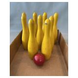 Wooden Bowling Pins, Ball