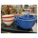 Bauer Pottery Mixing Bowls, Pyrex Pie Plate,