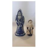 (2) Eldreth Pottery Santa Clause Figurines (6" &