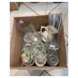 Box Lot With Pfaltzgraff Mugs, Vases, Floral