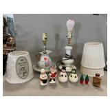 Vintage Christmas Salt/Pepper, Pair Of Lamps, New