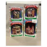 (4) Lighted Porcelain Dickensville Buildings