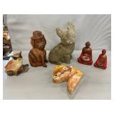Cement Dog, Wooden Dog, Chalkware Owl, Buddha
