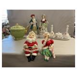 Vintage Lefton Claus Couple Shelf Sitters, Hall