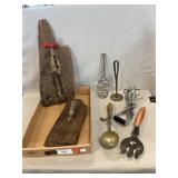 Lot Of Kitchen Utensils, 2 Mounted On Rustic Wood