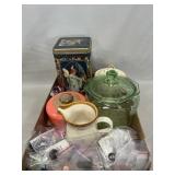 Lot With Green Depression Lidded Jar, Mikasa