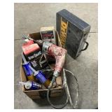 Box Lot With Milwaukee Drill, Caulk, Torch Kit &