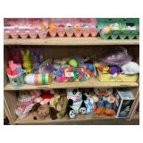 Shelf Lot Of Easter Decor, Plastic Eggs,