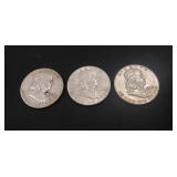 (3) Silver U.S. Benjamin Franklin Half Dollar