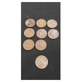 (1) 1858 U.S. Flying Eagle One Cent & (8)