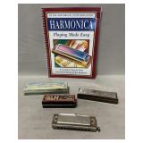 (4) Harmonicas & Instruction Book