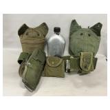 U.S.Military Web Belt With Pouches, Canteen With
