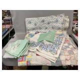 Box With Quilted Bedspread, Napkins, Tablecloth
