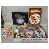 Lot Of Kids Meal Toys, Garfield Books, Pencils,