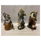 (3) Chinese Shiwan Mudman Figures