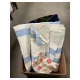 Box Lot With Bedcover, Velvet Crazy Quilt-Top