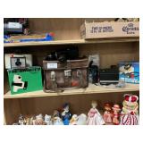 Shelf Lot With Keystone Movie Camera, Polaroid