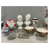 Stangl Bowls, Napco Busts, Roly-Poly Santa,