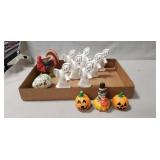 Tray Lot Of Assorted Ceramic Halloween/Fall