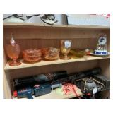 Shelf Lot With Carnival, Iridescent Glassware,