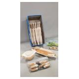 Set Of (8) "Corn On The Cob" Plates, Butter Boat,