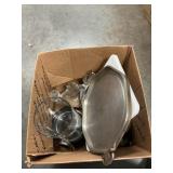 Box Lot With Glassware, Guardian Tray, Pewter