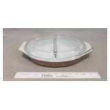 (1) Vintage Pyrex Divided Casserole Dish w/ Lid