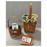 (2) Longaberger Baskets, Square Wooden Lid