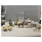 Lead Crystal Vase, Cast Iron Horse, 1946 Souvenir